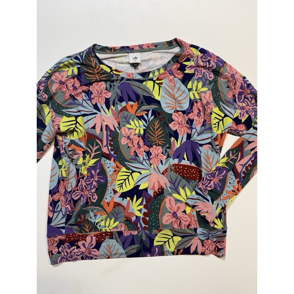 Cabi 5962‎ Tropical Floral Long Sleeve Crew Neck Top Shirt Medium